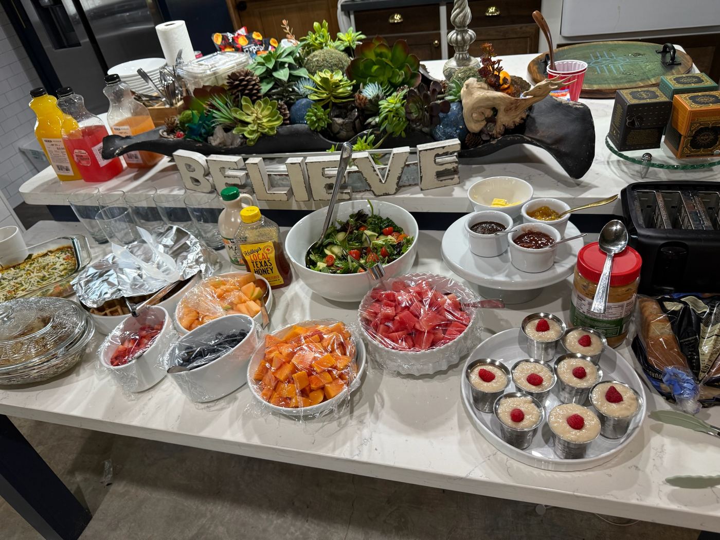 Fresh vegetarian meal spread